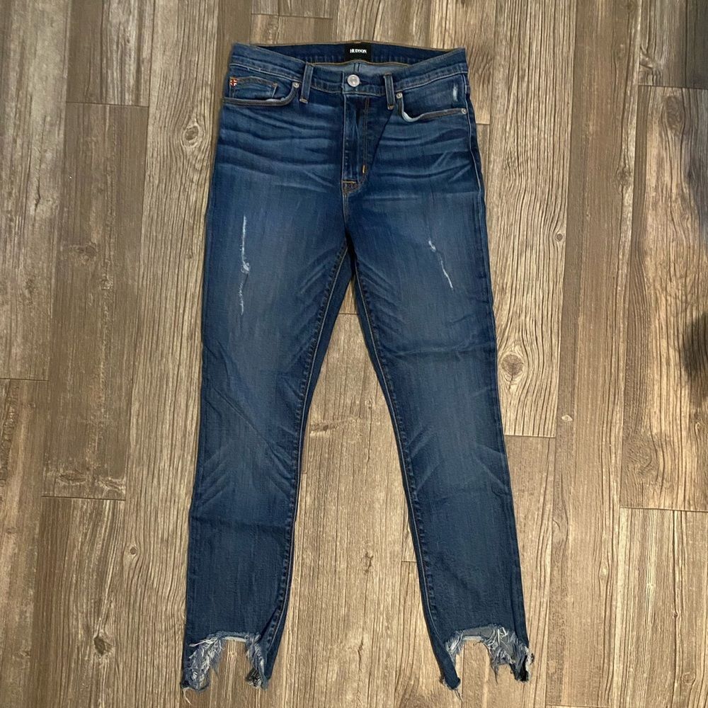 Hudson | Distressed Hem Skinny Denim | Size 28